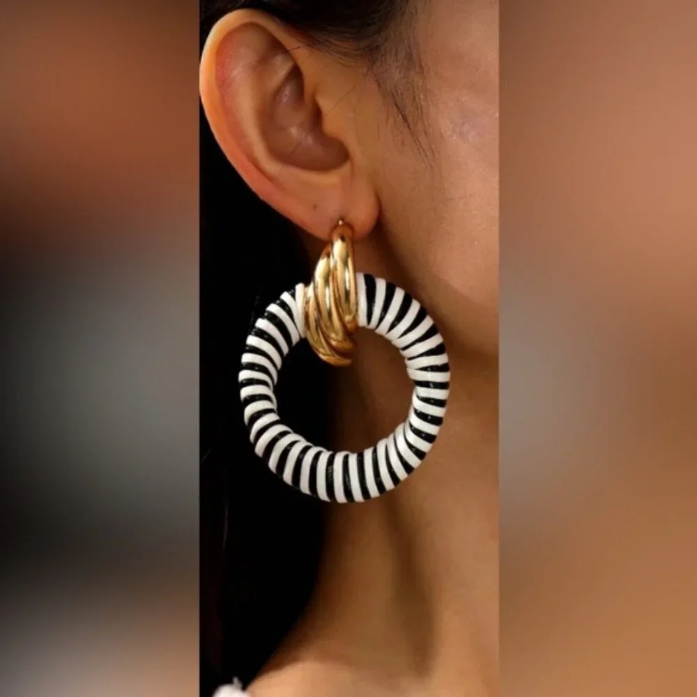 Striped Hoop Earrings N1631